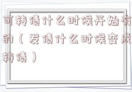 可转债什么时候开始有的（发债什么时候变成转债）