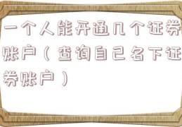 一个人能开通几个证券账户（查询自己名下证券账户）