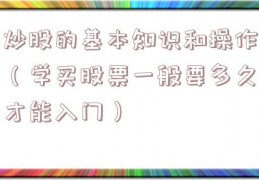 炒股的基本知识和操作（学买股票一般要多久才能入门）