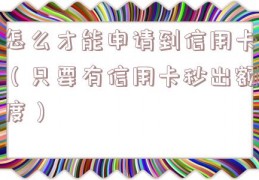 怎么才能申请到信用卡（只要有信用卡秒出额度）