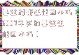 基金腰斩还能回本吗（2007年买的基金还能回本吗）