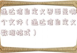 通达信自定义界面是哪个文件（通达信自定义数据格式）