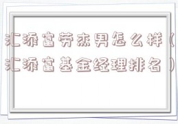 汇添富劳杰男怎么样（汇添富基金经理排名）