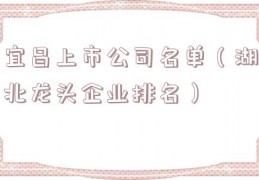 宜昌上市公司名单（湖北龙头企业排名）