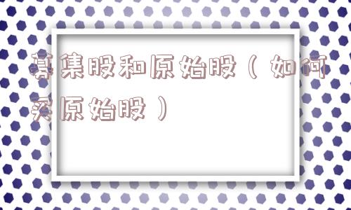 募集股和原始股（如何买原始股）