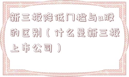 新三板降低门槛与a股的区别（什么是新三板上市公司）