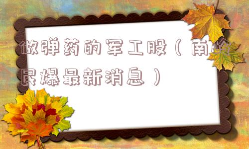 做弹药的军工股（南岭民爆最新消息）