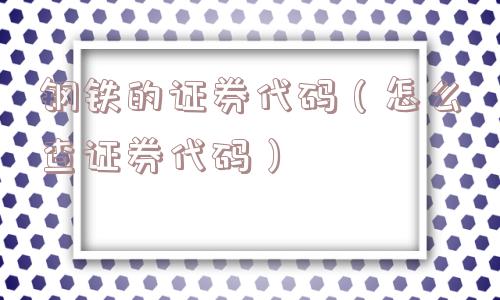 钢铁的证券代码（怎么查证券代码）