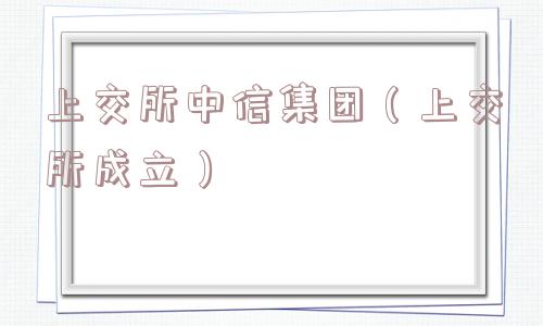 上交所中信集团(上交所成立) 上交所中信集团(上交所成立)