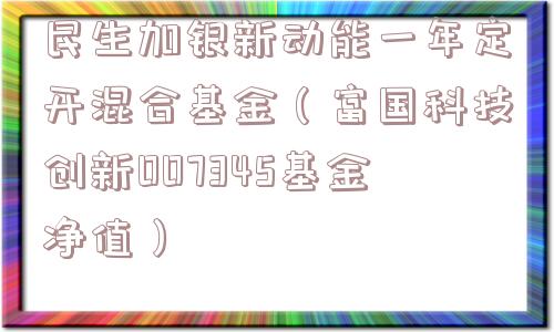 民生加银新动能一年定开混合基金（富国科技创新007345基金净值）