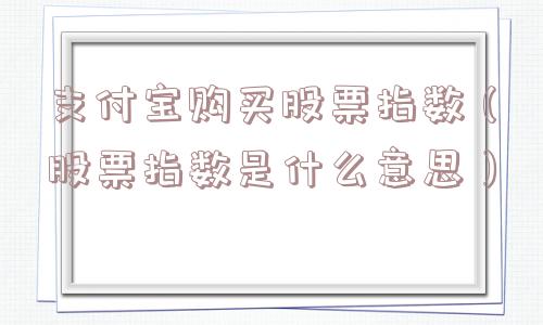 支付宝购买股票指数（股票指数是什么意思）