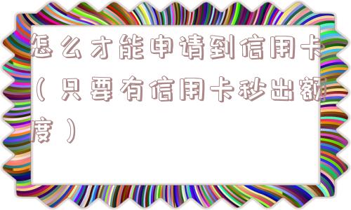 怎么才能申请到信用卡（只要有信用卡秒出额度）