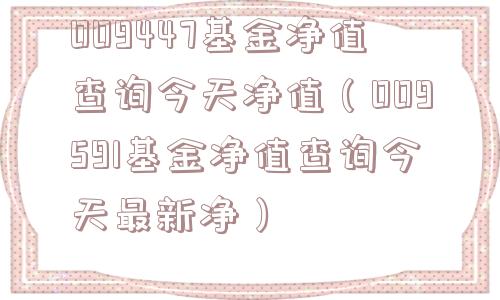 009447基金净值查询今天净值（009591基金净值查询今天最新净）