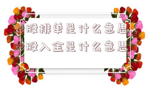 炒股排单是什么意思（炒股入金是什么意思）