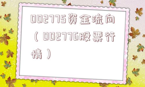 002775资金流向（002776股票行情）