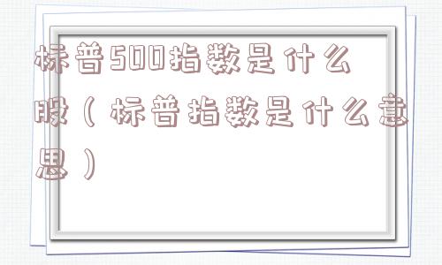 标普500指数是什么股（标普指数是什么意思）