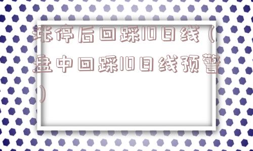涨停后回踩10日线（盘中回踩10日线预警）