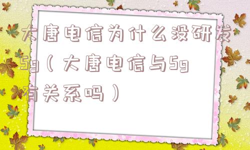 大唐电信为什么没研发5g（大唐电信与5g有关系吗）