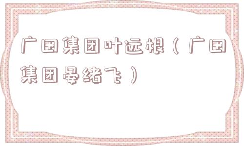 广田集团叶远根（广田集团晏绪飞）