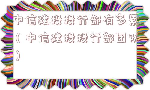 中信建投投行部有多累（中信建投投行部团队）