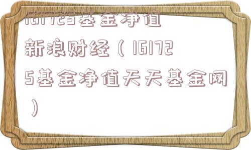 161725基金净值新浪财经（161725基金净值天天基金网）