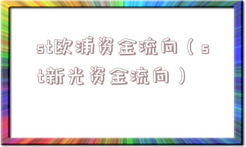 st欧浦资金流向（st新光资金流向）