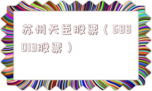 苏州天臣股票（688013股票）