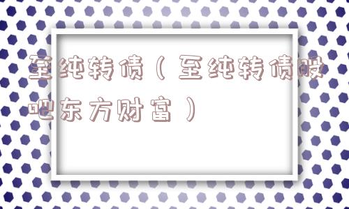 至纯转债（至纯转债股吧东方财富）