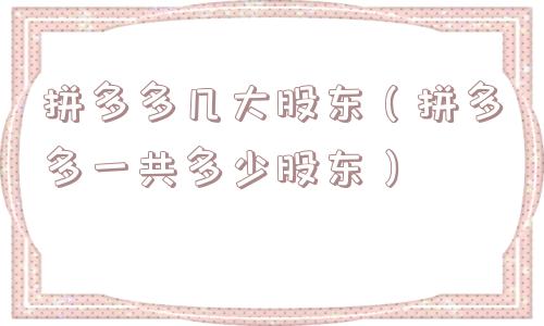 拼多多几大股东（拼多多一共多少股东）