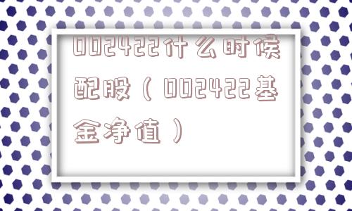 002422什么时候配股（002422基金净值）