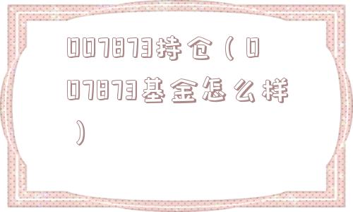 007873持仓（007873基金怎么样）