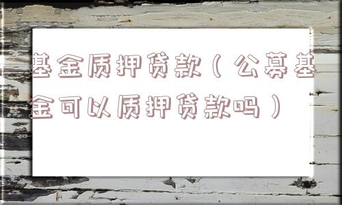 基金质押贷款（公募基金可以质押贷款吗）