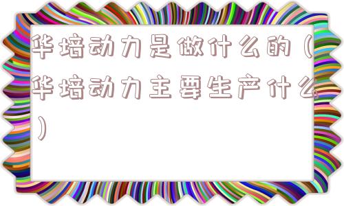 华培动力是做什么的（华培动力主要生产什么）