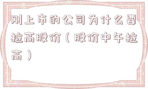 刚上市的公司为什么要拉高股价（股价中午拉高）