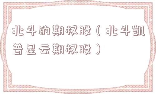 北斗的期权股（北斗凯普星云期权股）