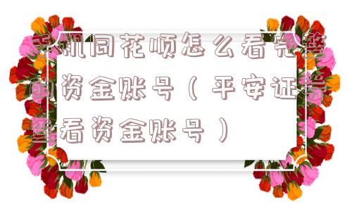 手机同花顺怎么看完整的资金账号（平安证券查看资金账号）