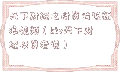 天下财经之投资者说新浪视频（btv天下财经投资者说）