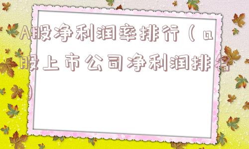 A股净利润率排行（a股上市公司净利润排名）