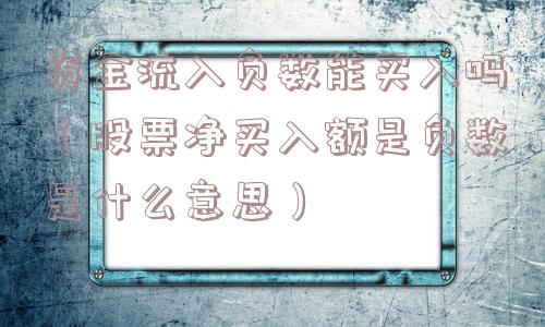 资金流入负数能买入吗(股票净买入额是负数是什么意思) 资金流入负数能买入吗(股票净买入额是负数是什么意思)
