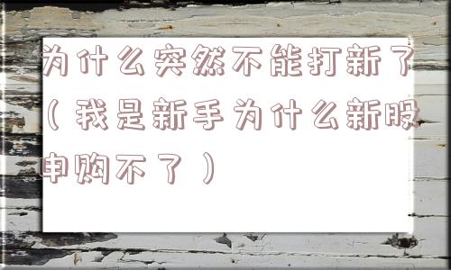 为什么突然不能打新了(我是新手为什么新股申购不了) 为什么突然不能打新了(我是新手为什么新股申购不了)