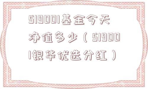 519001基金今天净值多少（519001银华优选分红）