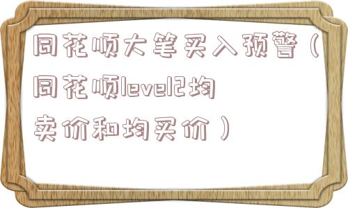 同花顺大笔买入预警（同花顺level2均卖价和均买价）