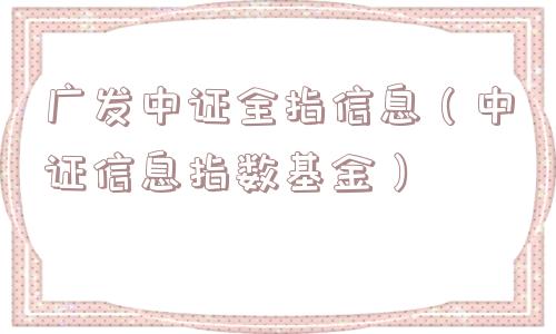 广发中证全指信息（中证信息指数基金）