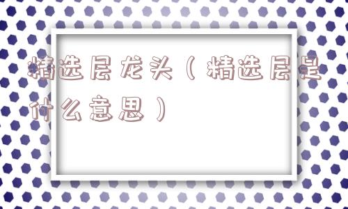 精选层龙头（精选层是什么意思）