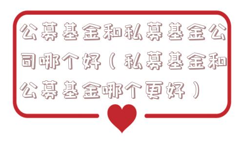 公募基金和私募基金公司哪个好(私募基金和公募基金哪个更好) 公募基金和私募基金公司哪个好(私募基金和公募基金哪个更好)