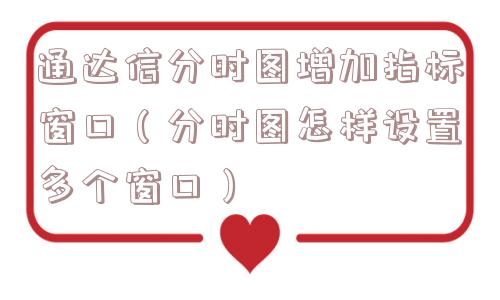 通达信分时图增加指标窗口（分时图怎样设置多个窗口）