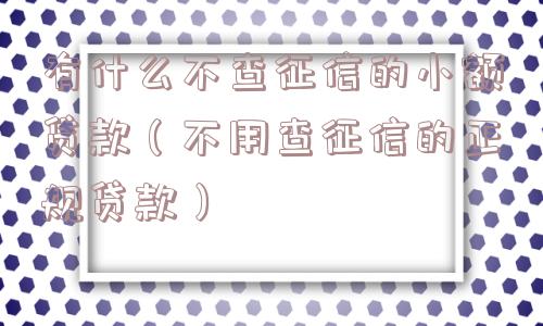 有什么不查征信的小额贷款（不用查征信的正规贷款）