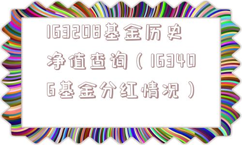 163208基金历史净值查询（163406基金分红情况）