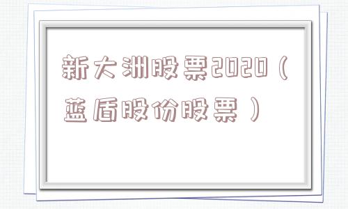 新大洲股票2020（蓝盾股份股票）