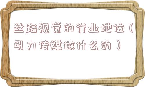 丝路视觉的行业地位（引力传媒做什么的）